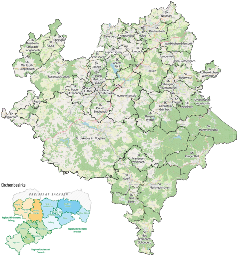 Ev.-Luth. Kirchenbezirk Vogtland | Karte Kirchenbezirk Vogtland